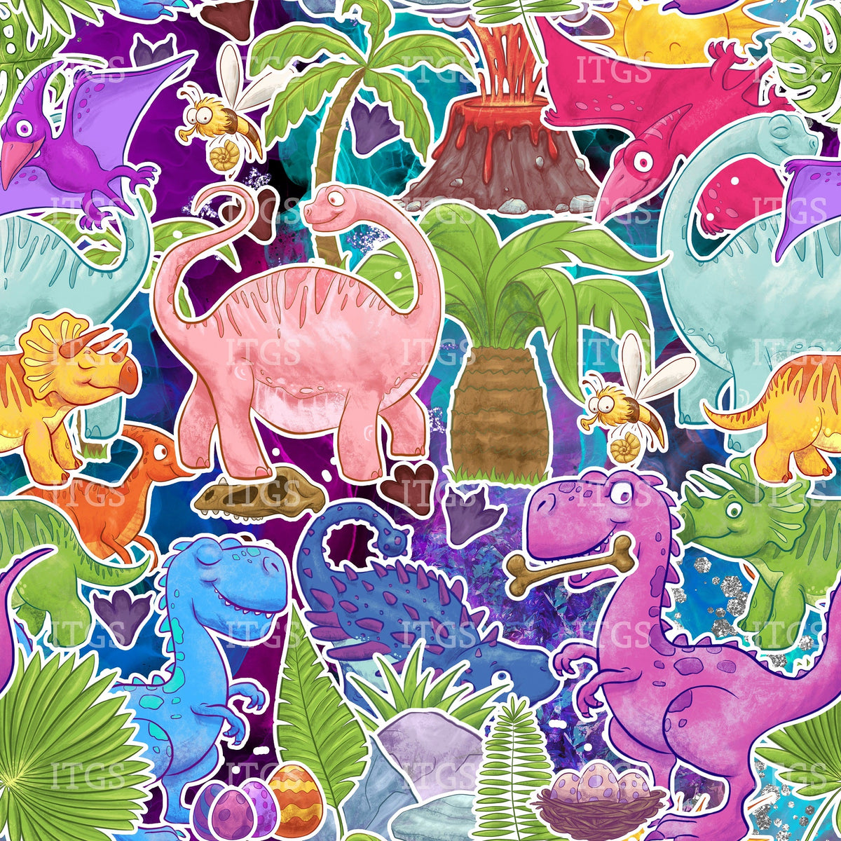 RTS Delightful Dinosaurs Dark Vinyl Itchin To Get Stitchin Custom