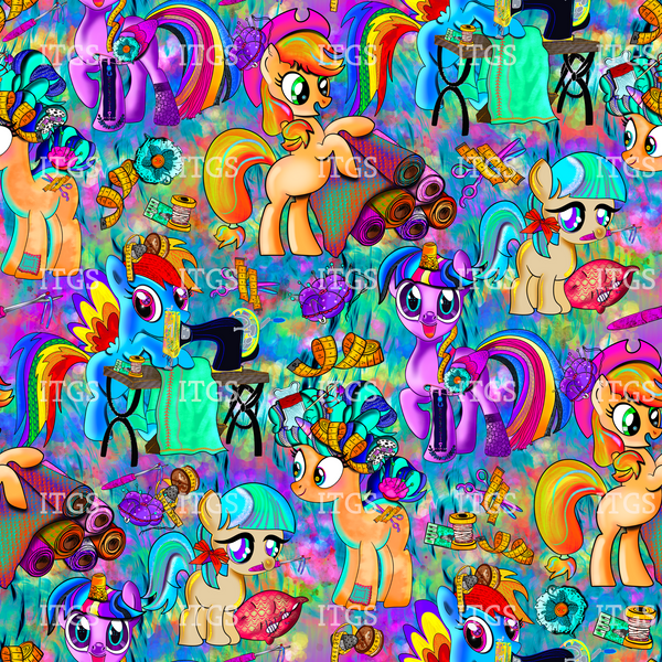 Sewing Ponies - Turquoise Hues