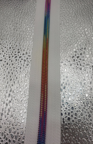 RTS White/Rainbow #5 Zipper Tape by the Yard