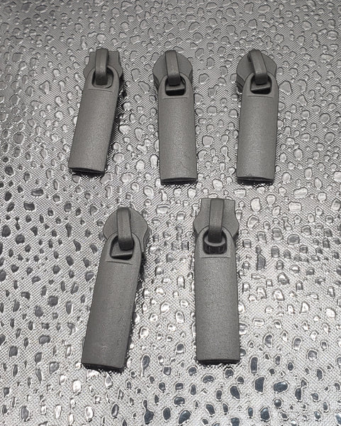 RTS Hardware - Set of 5 Zipper Pulls (#5) - Glow in the Dark Matte Silver