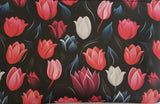 Leather Wristlet Purse  - Crimson Tulips