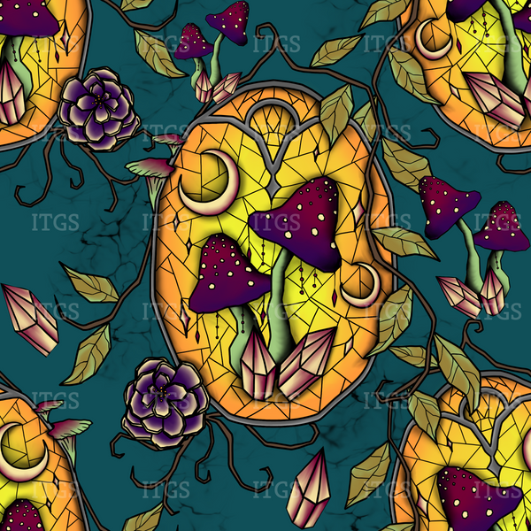 RTS - Stained Mushrooms - Olive Green PUL