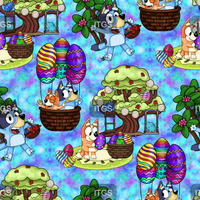 RTS -  Easter Pup - Blue Cotton Woven