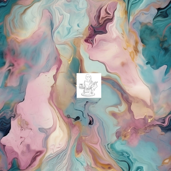 RTS -  Watercolor Marble -   Teal Hue Vinyl