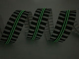 RTS - Striped B/W #5 Zipper Tape by the Yard with Glow Teeth