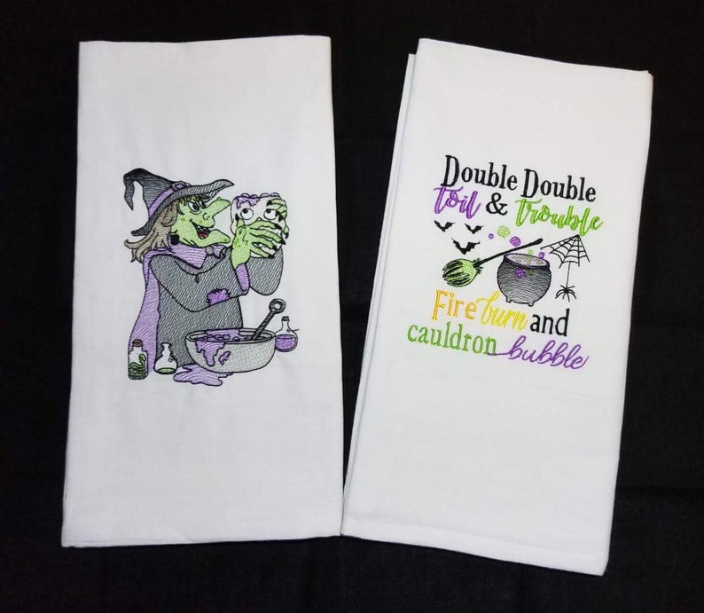 Cauldron Bubble Dish Towels - Embroidered - RTS