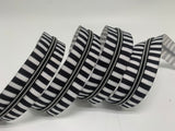 RTS - Striped B/W #5 Zipper Tape by the Yard with Glow Teeth