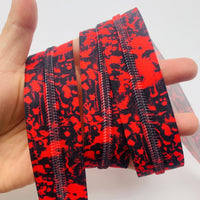 RTS - Blood Spatter Black #5 Zipper Tape by the Yard