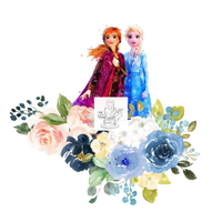 RTS - Freezing Sisters Floral Princess Panel - Cotton Lycra