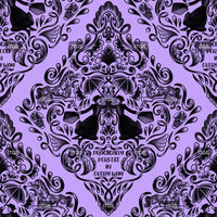 RTS - Magical Mary Damask - Ebony - Deep Purple Waterproof Canvas