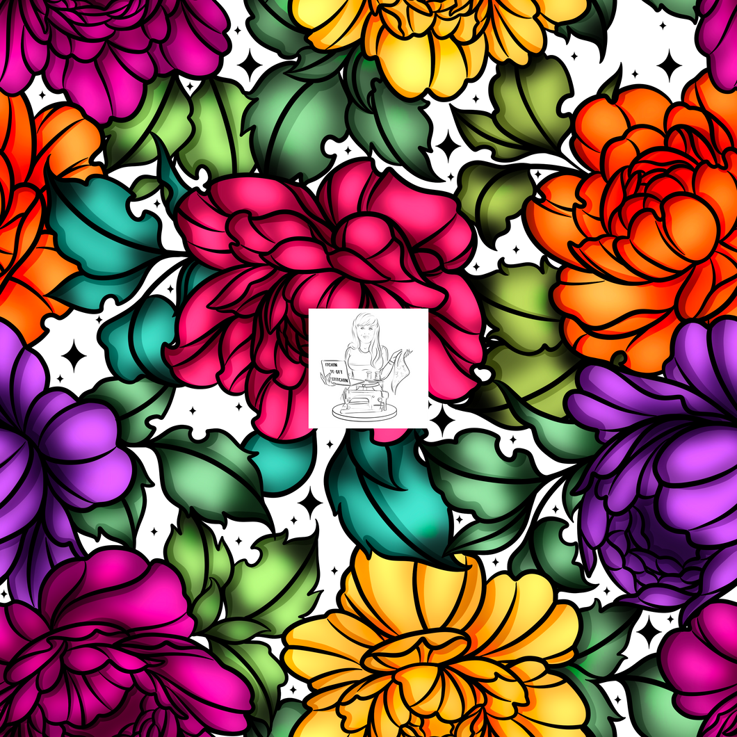 RTS - Clear Vinyl Design  -  Bright Bountiful Blooms