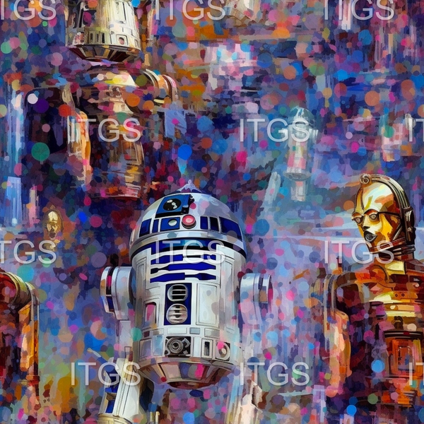 RTS - Watercolor Wars - Droids Cotton Canvas