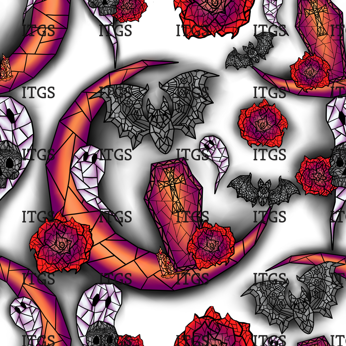 Clear Vinyl Design Moon Ghosts Red Itchin To Get Stitchin Custom