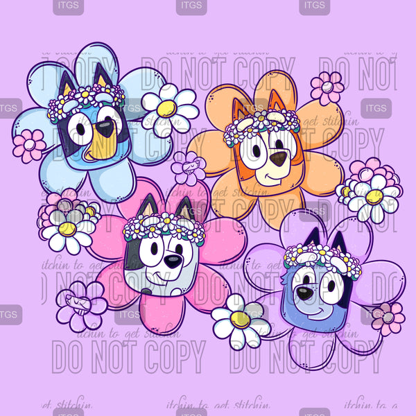 Flowered Pups Panel 3
