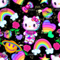 RTS - Rainbow Kitty  -  Black Holograph Vinyl