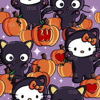 Spooky Kitty Crowd - Pumpkins