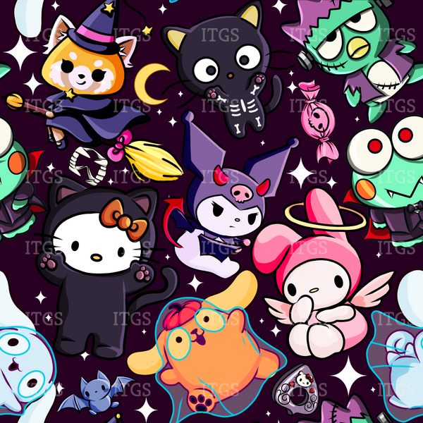 Spooky Kitty Crowd - Dark