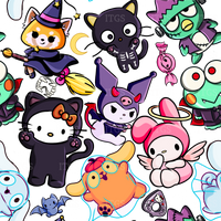 Clear Vinyl Design  -  Spooky Kitty Crowd