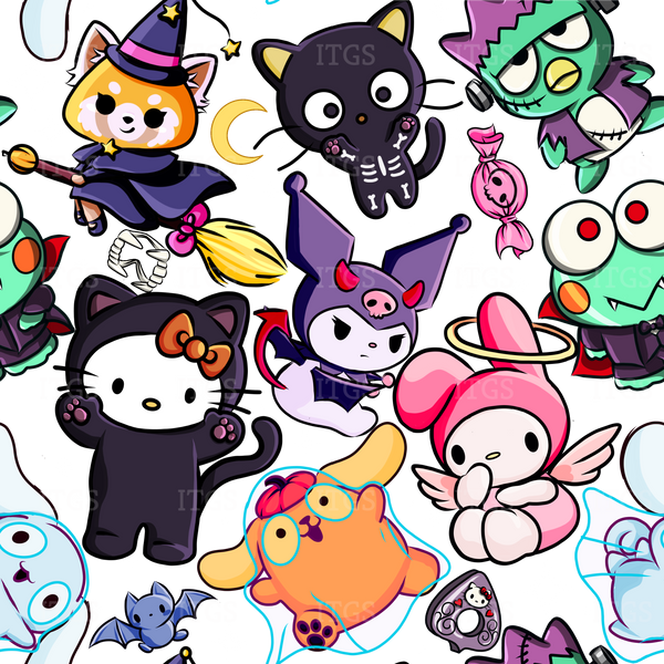 Clear Vinyl Design  -  Spooky Kitty Crowd