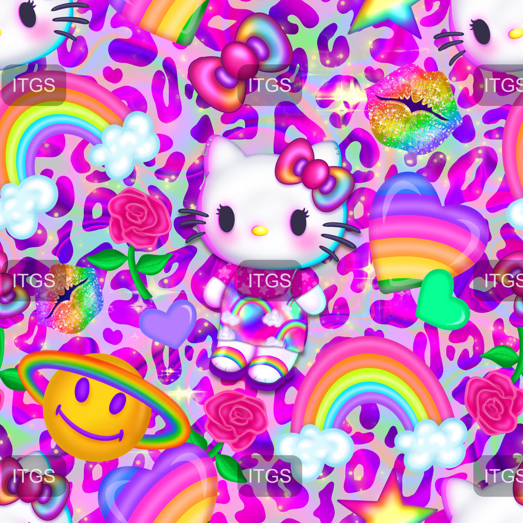RTS - Rainbow Kitty -  Pinks Holograph Vinyl