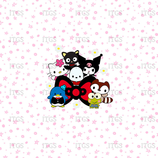 RTS - Kitty Crowd Panel 2 - White/Pink Canvas