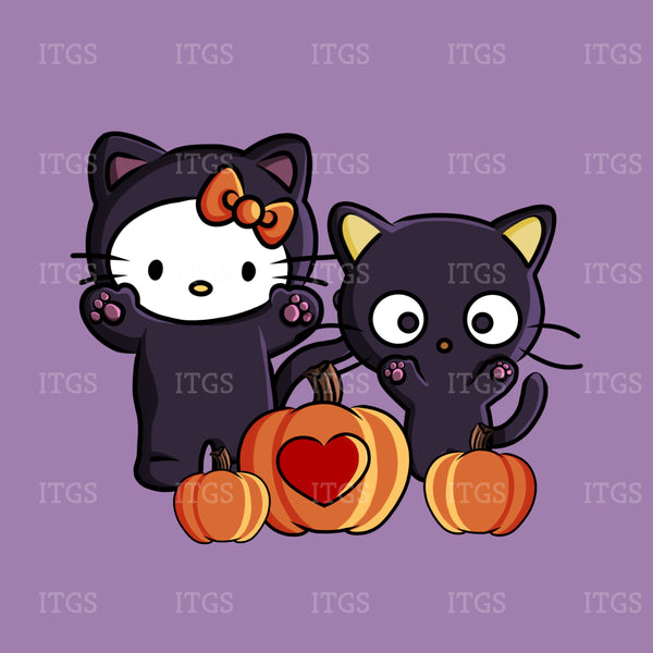 Spooky Kitty Crowd - Pumpkins