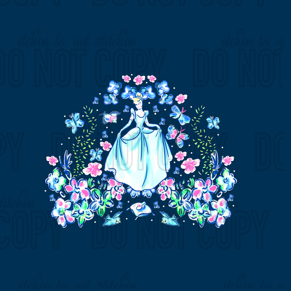 LP Princess Garden Panel 2  - Navy Blue