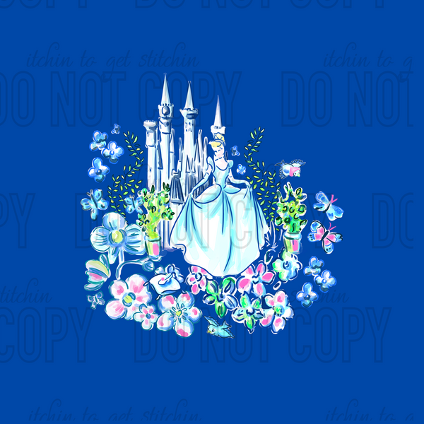 LP Princess Garden Panel 1 - Royal Blue