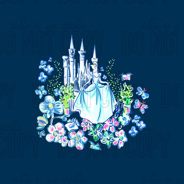 LP Princess Garden Panel 1  - Navy Blue