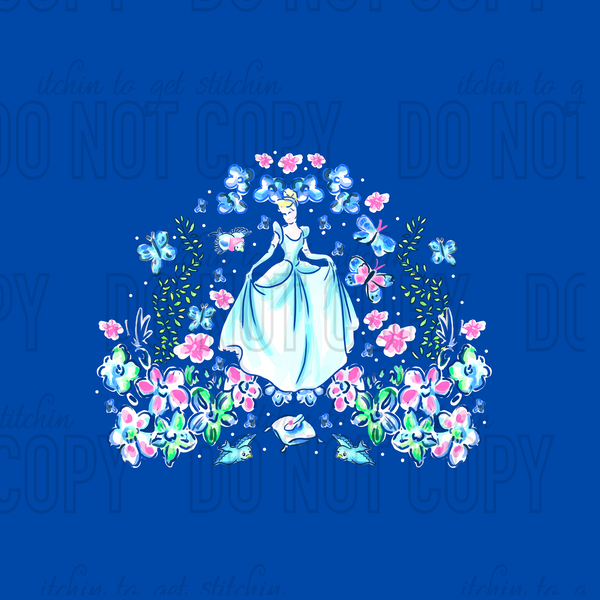 LP Princess Garden Panel  2 - Royal Blue
