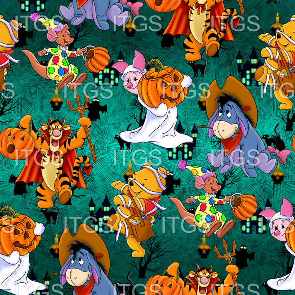 Spooky Bear  - Emerald with Haunted House