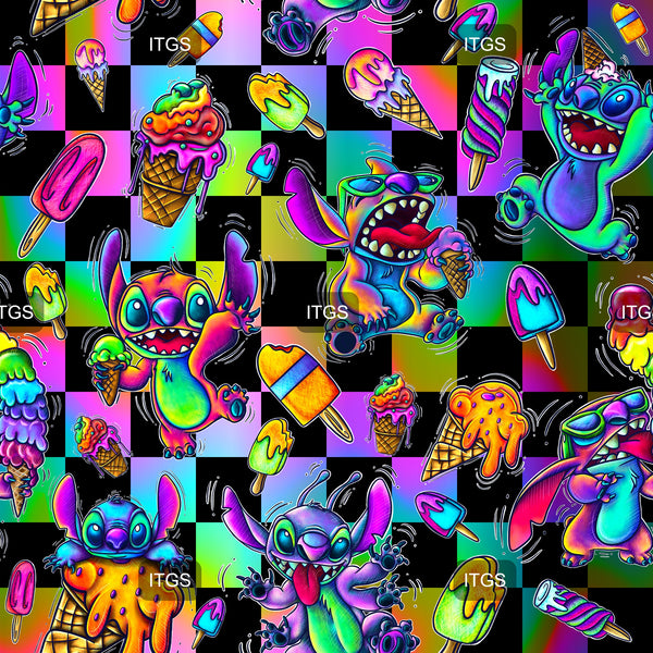 Neon Ice Cream Experiment - Dark Checkered