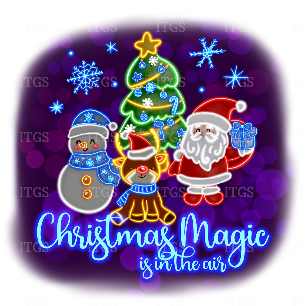 RTS - Christmas Glow Panel - Santa and Friends - Cotton Lycra