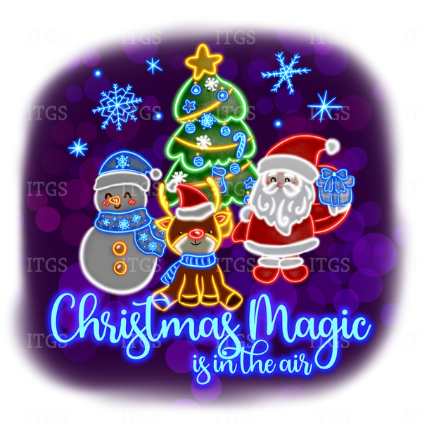 RTS - Christmas Glow Panel - Santa and Friends - Cotton Lycra