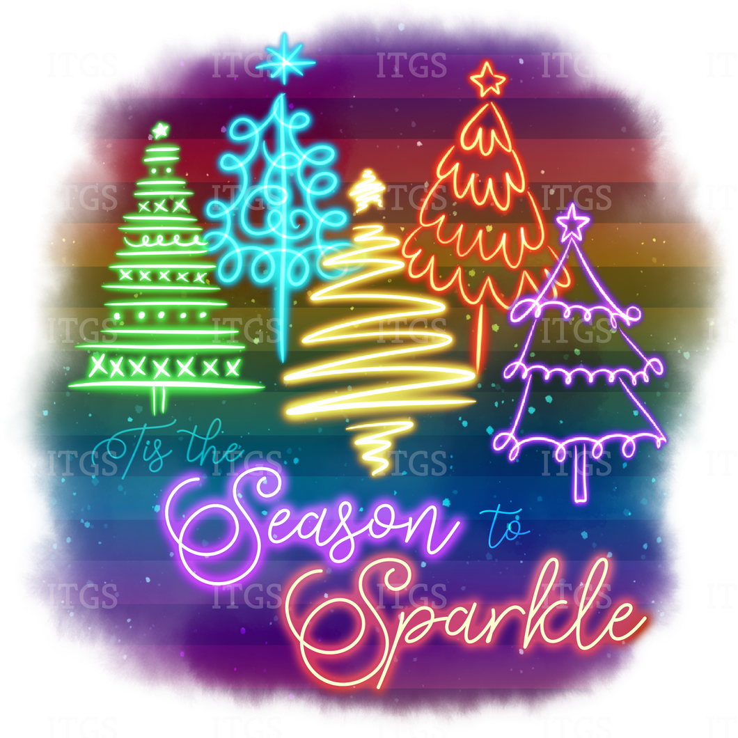 RTS - Christmas Glow Panel - Trees Cotton Lycra