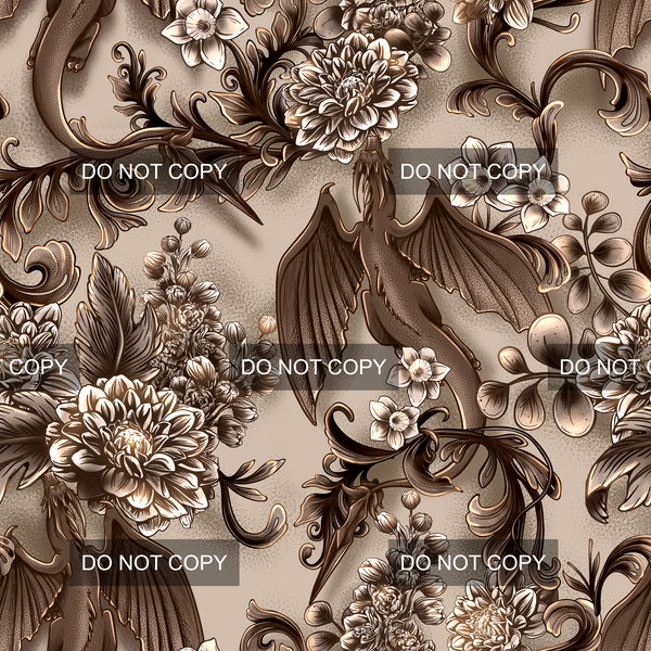Vintage Dragon Floral - Sable Brown