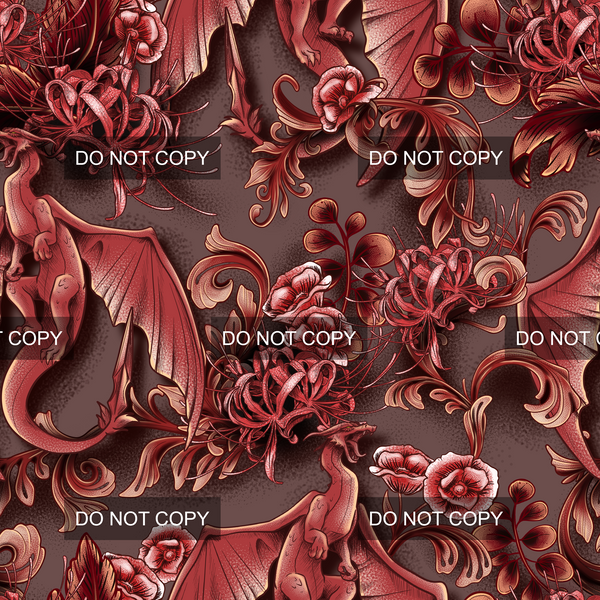 Vintage Dragon Floral - Crimson