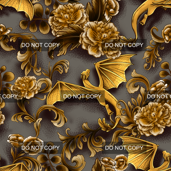 Vintage Dragon Floral - Gold