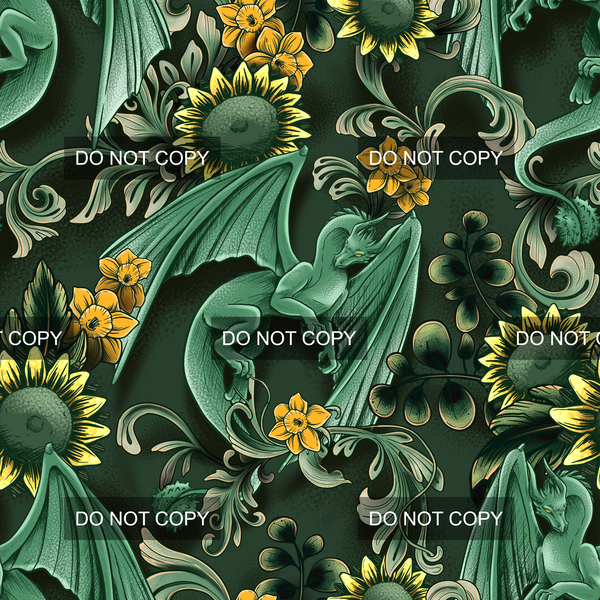 Vintage Dragon Floral - Green