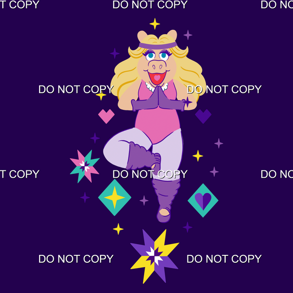 Piggy Poses Panel - Deep Purple 2