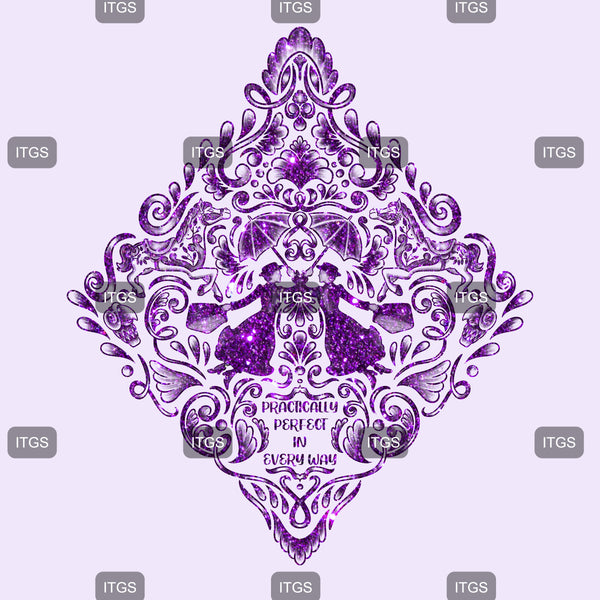 Magical Mary Damask Panel - Purple 1