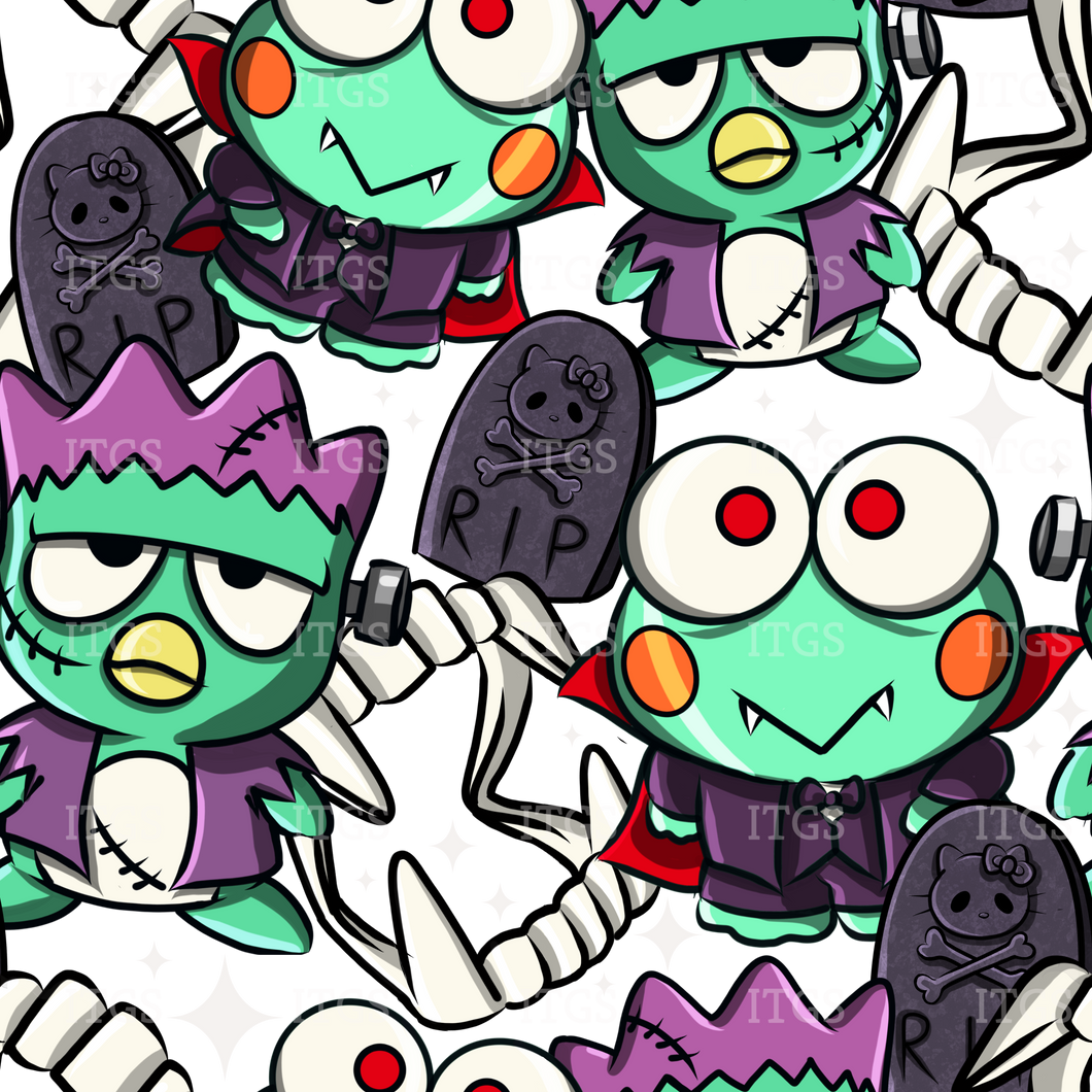 RTS - Clear Vinyl Design  -  Spooky Kitty Crowd / Monsters