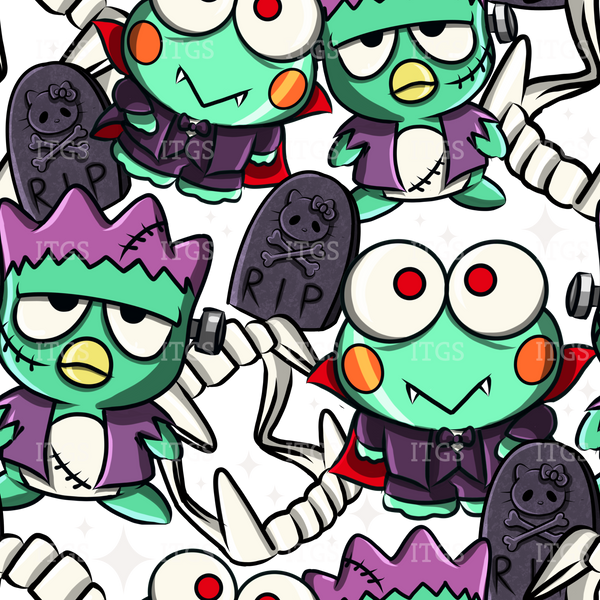 Clear Vinyl Design  -  Spooky Kitty Crowd / Monsters
