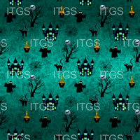 Spooky Bear Coordinate  - Emerald with Haunted House