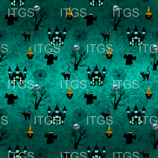 Spooky Bear Coordinate  - Emerald with Haunted House