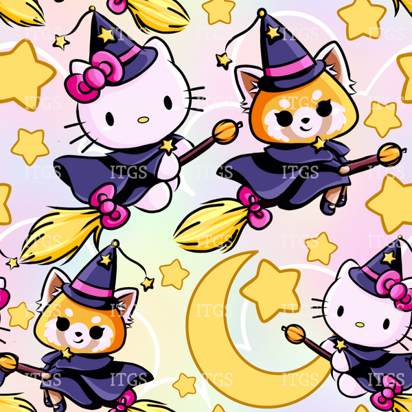 Clear Vinyl Design  -  Spooky Kitty Crowd / Witches