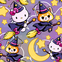 RTS - Spooky Kitty Crowd -  Witches - Poly Canvas