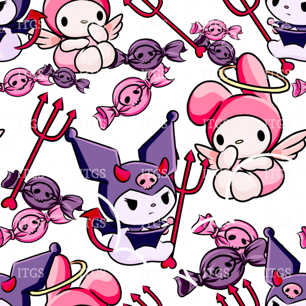 Clear Vinyl Design  -  Spooky Kitty Crowd / Angels & Devils