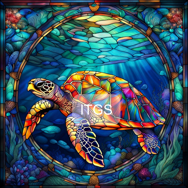 Stained Enigma Panel - Sea Turtle