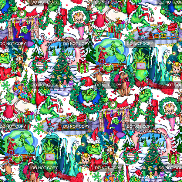 Clear Vinyl Design  -  Green Christmas 1